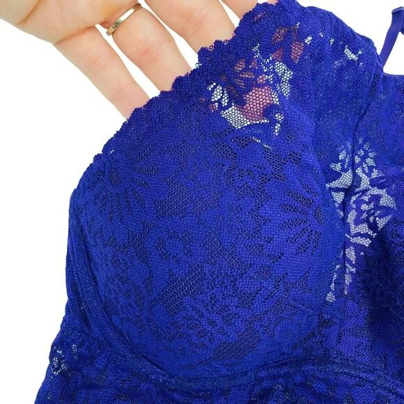 PINK Victoria's Secret Purple High Neck Lace Bralette Size Small - Picture 2 of 7